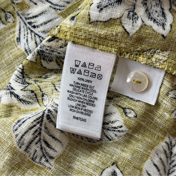 Tahari 100% linen Green and Black Floral Mini Dress - Picture 3 of 5